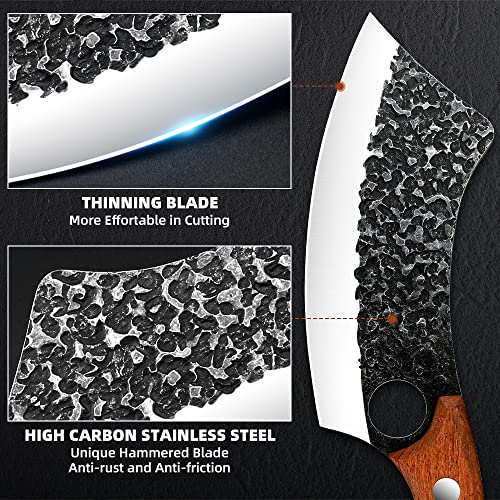 Upgraded Chef Knife High Carbon Stainless Steel Professional Kitchen Cooking Knife with Sheath and Ergonomic Handle – Ultra Sharp Meat Cleaver Chopping Knife for Home Outdoor or Camping (Black-003) | The Storepaperoomates Retail Market - Fast Affordable Shopping