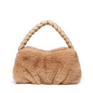 ZOVYRON Fluffy Tote Handbag for Women, Faux Fur Purse Fuzzy Top Handle Handbag Furry Cute Bag Plush Clutch Purse