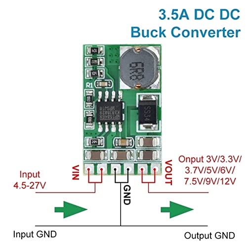 HIFASI 3.5A DC-DC Converter Module Buck Step-Down Voltage Regulator Board 4.5V-27V to 3V 3.3V 3.7V 5V 6V 7.5 9V 12V DD2712sa 1Pcs (Color : DD2712SA 6V) | The Storepaperoomates Retail Market - Fast Affordable Shopping