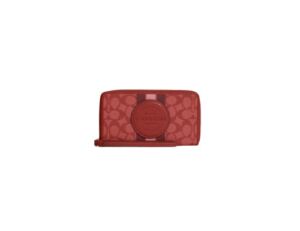 COACH Dempsey Large Phone Wallet In Signature Jacquard With Stripe Patch (IM/Red Apple Multi)