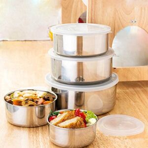 ZZWXWA 5 Pcs Stainless Steel Home Kitchen Food Container Storage Mixing Bowl Set Lunch Box Food Storage Containers