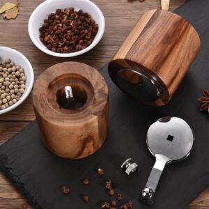 Pepper Mill Grinder Wooden Pepper Grinder Salt Shaker Manual Ceramic Core Spice Mill for Seasoning Adjustable Coarseness Kitchen Cooking Tools for Home, Barbecue, Party
