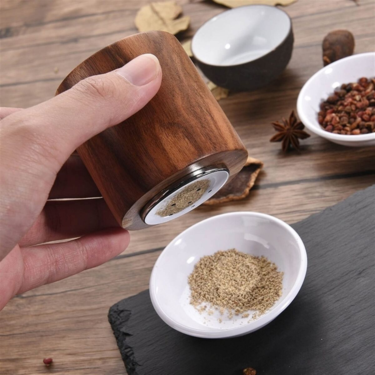 Pepper Mill Grinder Wooden Pepper Grinder Salt Shaker Manual Ceramic Core Spice Mill for Seasoning Adjustable Coarseness Kitchen Cooking Tools for Home, Barbecue, Party | The Storepaperoomates Retail Market - Fast Affordable Shopping