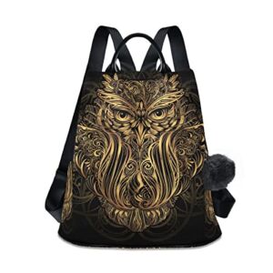 GAIREG Boho Totemic And Mascot Owl Anti Theft Backpack Purse for Women Fashion Travel School Bags with Pompom