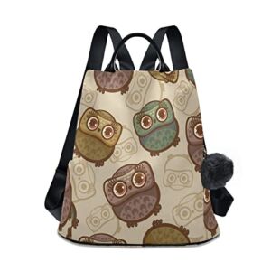 Krafig Funny Cartoon Owls Women Backpack Purse Anti-theft Casual Fashion Handbags Travel Bag Shoulder Bag