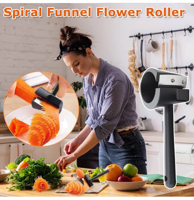 Practical Spiral Vegetable Manual Kitchen Cutter, Handheld Spiralizer Vegetable Cutter, Spiral Funnel Flower Cutter for Home Easy to Clean Quickly Cut Takes Up No Space | The Storepaperoomates Retail Market - Fast Affordable Shopping