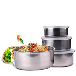 5 Pcs Stainless Steel Mixing Bowl, Container with Clear Lids Food Container Storage Mixing Bowl Set Home Kitchen Bowl