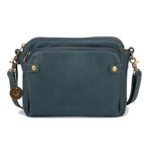 Answeryen Off-Crossbody Leather Shoulder Bags and Clutches,Three-Layer Leather Crossbody Shoulder & Clutch Bag (Blue)