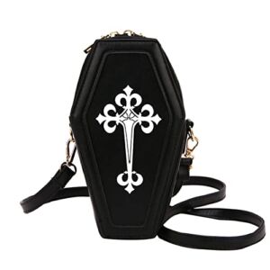 Gothic Crossbody Bag Halloween Shoulder Bag Purse Coffin Shape Novelty Crossbody Purse for Party
