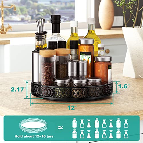 Lazy Susan Organizer, 12 Inch Lazy Susan Turntable for Cabinet Table, PHINOX Turntable Organizer Lazy Susan Spice Rack with Non-Slip Pad, Large Lazy Susan for Kitchen Bathroom Pantry Vanity (Metal) | The Storepaperoomates Retail Market - Fast Affordable Shopping