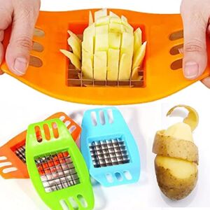 Yueyuan 3pcs Potato Cutting Tool, Stainless Steel French Fry Cutter, Potato Chip Cutter for Restaurant Home Kitchen Random Color