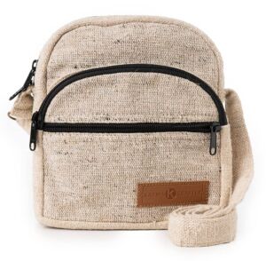 Crossbody Bag Purse Made From Pure Hemp – Unisex Hippie boho Tote Handmade shoulder bag for Travel, purse for men and women (Natural Khaki)