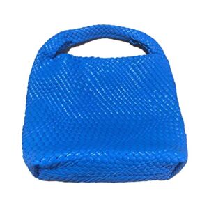 LMKIDS Fashion Hand Woven Bag Shopper Bag Travel Handbags and Purses Women Tote Bag Large Capacity Shoulder Bags (Rhine Blue)