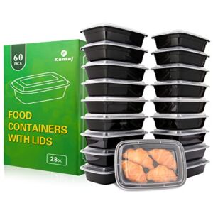 kantaj 60-Pack Plastic Food Containers with Lids ( 28 oz) Meal Prep Container Reusable ( 60 Lids + 60 Containers) To Go Containers for Food, BPA-Free, Freezer, Microwave, Dishwasher Safe. Sturdy