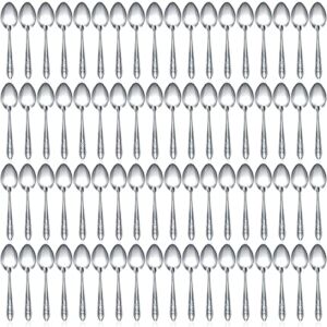 100 Pieces Dinner Spoons Set 6.69 Inches Silver Stainless Steel Tablespoons Silverware Spoons Food Grade Spoon for Home Kitchen Dishwasher Safe