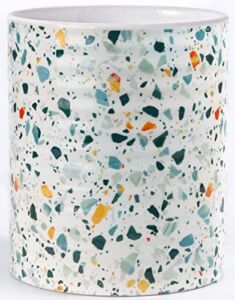 LEAZUL Kitchen Utensil Holder,7.2″Extra Large Stable Terrazzo Marble Pattern Ceramic Utensil Crock,Utensil Organizer for Countertop,Kitchen Decor,Utensil Holder for Housewarming,Wedding Gift Blue