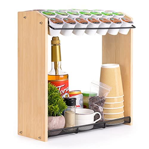 Coffee Pod Holder, Bamboo K Cup holder, Double layer coffee capsule storage rack, Coffee Bar Accessories for Kitchen,Dorm,Office | The Storepaperoomates Retail Market - Fast Affordable Shopping