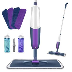 MEXERRIS Spray Mops Wet Dry Mops for Floor Cleaning Microfiber Hardwood Floor Cleaning Mop with Spray Dust Mops with 2 Refillable Bottle 4 Mop Pads Flat Mops for Laminate Wood Ceramic Floor Cleaning