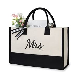 TOPDesign Future Mrs Bride Canvas Tote Bag, Bride Gifts Bridal Shower, Bachelorette Party, Engagement Wedding Gifts, Miss to Mrs, Bride to Be Gifts
