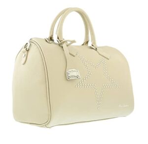 Pierre Cardin Sand Leather Star Studded Medium Fashion Satchel Bag for womens