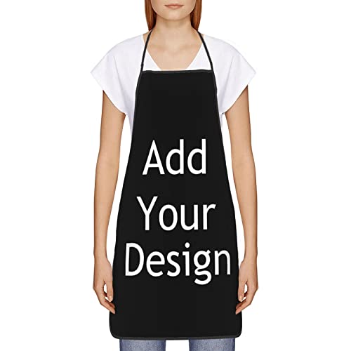 Custom Apron Add Your Image Text Logo Name Personalized Kitchen Chef Cooking Apron with Black Edge Customized Home Garden Bib Apron for Women Men | The Storepaperoomates Retail Market - Fast Affordable Shopping