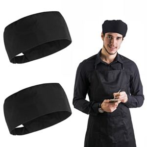 Lusofie 2Pcs Unisex Black Chef Hat Adjustable Kitchen Cooking Caps with Breathable Mesh Top for Home Kitchen Restaurants