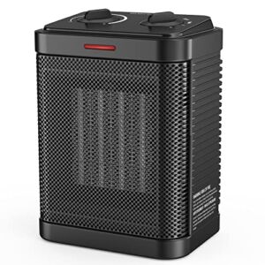 Space Heater, Small Space Heater for Indoor Use, 1500W/900W PTC Ceramic Space Heater with Thermostat, 3 Modes, Safety Quiet Heating, Multiple Protection, Portable Heater for Office Room Desk Use