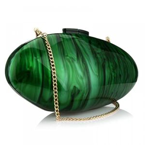 Women Acrylic Evening Clutch Bag Marble Purse Handbag for Wedding Party Cocktail (Green)