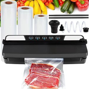 Vacuum Sealer Machine 8 PCS Food Vacuum Sealer Machine 8 in 1 Automatic Vacuum Sealer with Cutter&Dry&Moist Vacuum and Seal and 3 Rolls Bags Starter Kits for Home and Kitchen