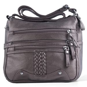 ELDA Crossbody Bag for Women 10 Pockets Medium Purse Ladies Soft PU Leather Purses and Handbag Pocketbooks
