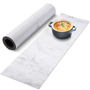 Trivet Table Runner Hot Plates Mat 12 X 40 Inch Heat Resistant Table Protector Waterproof Decorative Farmhouse Kitchen Trivets Counter Heat Proof Placemats for Hot Dishes (Marble)
