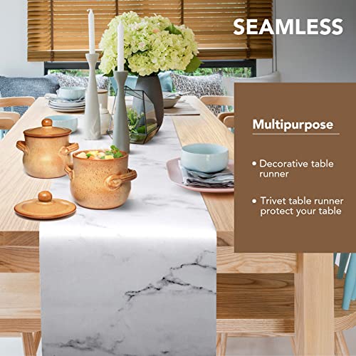 Trivet Table Runner Hot Plates Mat 12 X 40 Inch Heat Resistant Table Protector Waterproof Decorative Farmhouse Kitchen Trivets Counter Heat Proof Placemats for Hot Dishes (Marble) | The Storepaperoomates Retail Market - Fast Affordable Shopping