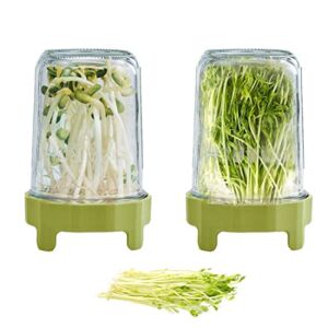 SMARCH Sprouting Jar Kit – 2Pack Wide Mouth Mason Jars with 316 Stainless Steel Screen Sprout Lids, Seed Sprouter for Growing Broccoli, Alfalfa, Bean, Alfalfa Sprout Seeds Kit(Green)
