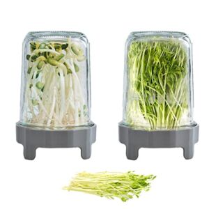 SMARCH Sprouting Jar Kit – 2Pack Wide Mouth Mason Jars with 316 Stainless Steel Screen Sprout Lids, Seed Sprouter for Growing Broccoli, Alfalfa, Bean, Alfalfa Sprout Seeds Kit(Grey)