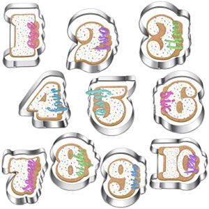 10 Pieces Number Cookie Cutters Birthday Cookie Cutters Numbers with Words Vintage Cookie Cutter Number Cookie Mould for Birthday Baking Home Kitchen Biscuit Baby Shower Party Supplies