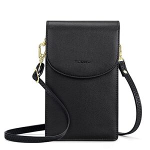 nuoku Small Crossbody Bags for Women, Cell Phone Purse Wallet, Removable Rfid Blocking Card Holder, BLACK