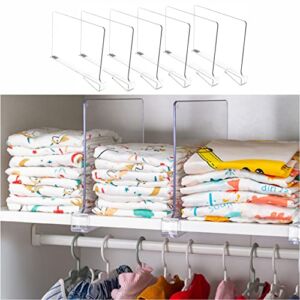 Yieach Shelf Dividers for Closets,Wood Shelf Dividers,6 PCS Clear Shelf Separators Perfect for Clothes Organizer and Bedroom Kitchen Cabinets Shelf Storage and Organization