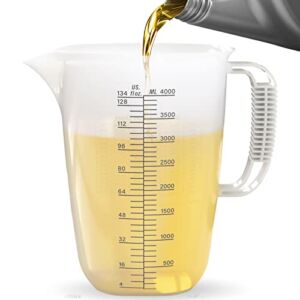 KISTVO One Gallon 134oz Measure Pitcher,US Conversion Chart, Extra Large Plastic Measuring Cup-Strong Food Grade, Graduated Mixing Pitcher for Lawn, Pool Chemicals,Home Hobbies,Motor Oil and Fluids