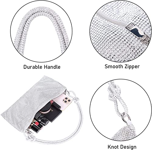 Rhinestone Purses for Women Chic Sparkly Evening Handbag Bling Hobo Bag Shiny Silver Clutch Purse for Party Club Wedding2022 | The Storepaperoomates Retail Market - Fast Affordable Shopping