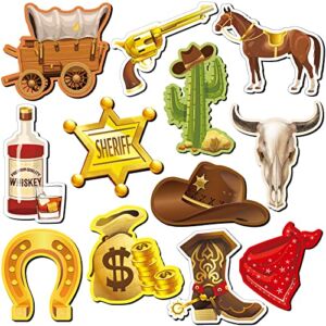 12 Pieces West Cowboy Fridge Magnet Western Cowboy Refrigerator Magnets Country Western Dishwasher Magnet Cowboy School Locker Magnets Magnetic Cowboy Stickers for Boy Party Whiteboard Decorations