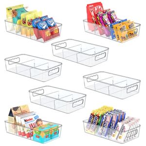 Clear Plastic Food Storage Organizer Bins,8 Pack Pantry Organizations and Storage Bins with Removable Dividers, Stackable Refrigerator Organizer Bins Fridge Organizers Kitchen Cabinet Organizers