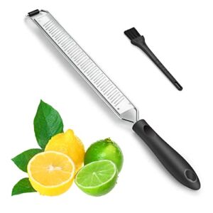 Upgraded Lemon Zester Tool, Hand Cheese Grater with Handle, Fine Rasp for Kitchen Handheld, Grate for Fruit, Citrus, Lime, Orange, Stainless Steel SUS304 by HAOZAN