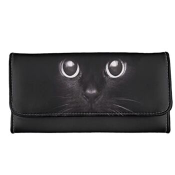 AFPANQZ Cute Black Cat Long Clutch Leahters for Womens Girls Large Luxury RFID Blocking Tri-fold Leather Wallet Big Capacity Card Holder Coin Zip Pocket Multi Cards Slot Clutch Wallet | The Storepaperoomates Retail Market - Fast Affordable Shopping