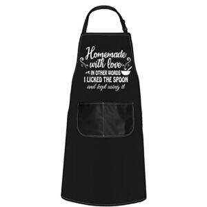 POFULL Kitchen Apron Homemade with Lover in Other Words I Licked The Spoon and Kept Using It (homemade with love Apron)