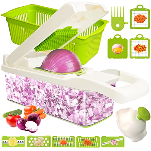 Vegetable Chopper, Pro Onion Chopper, 11 in 1Multifunctional Food Chopper, Kitchen Vegetable Slicer Dicer Cutter, Veggie Chopper With 8 Blades, Carrot and Garlic Chopper With Container | The Storepaperoomates Retail Market - Fast Affordable Shopping