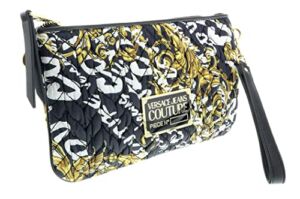 VERSACE JEANS COUTURE BRUSH COUTURE BAROQUE PRINT QUILTED NYLON CLUTCH AND REMOVABLE SHOULDER STRAP 73VA4BOXZS466G89-UNI