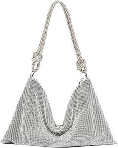 TIAMID Handbag luxury Rhinestone Hobo Bag for Women Evening Purse Silver Diamond Purses Prom bags out of Club (Silver)