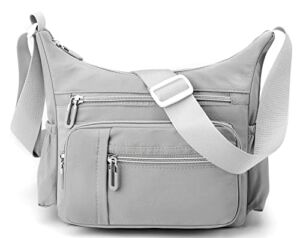 Pealwel Women Shoulder Handbag Multiple Pockets Bag Ladies Crossbody Purse with Anti theft Pocket (T02-Grey)