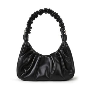 Classic Shoulder Bags for Women Cute Hobo Tote Mini Leather Handbag Clutch Purse Lightweight (Black)