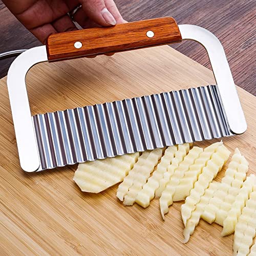 Stainless Steel Potatoes Crinkle Blade Cutter with Wooden Handle for Home Kitchen Cooking | The Storepaperoomates Retail Market - Fast Affordable Shopping